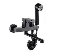 Modern Dual-Function Wall-Mounted Kitchen Faucet with Spray Gun, Hot & Cold Water, Brass, 30cm, Easy Rotate Sink Tap for Home & Commercial Use