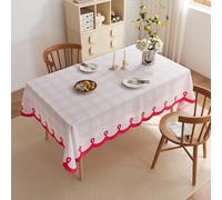 Modern Dust-proof Rectangle Tablecloth Fabric - French Cream Style Soft Velvet Table Cloth, Wrinkle Resistant Washable Cover for Dining Room Kitchen Party Living Room Coffee Table (#4,80x120cm )