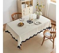 Modern Dust-proof Rectangle Tablecloth Fabric - French Cream Style Soft Velvet Table Cloth, Wrinkle Resistant Washable Cover for Dining Room Kitchen Party Living Room Coffee Table (#1,140x140cm )