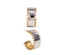 Modern Earrings with Elegant Gold Bead Embellishments Date Jewelry Stainless Steel Texture for Any Occasion Business Meeting Jewelry