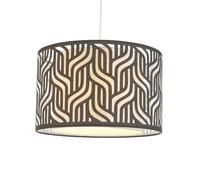 Modern Easy Fit Ceiling Lightshade or Pendant Shade, Black Linen with Natural Linen Diffuser Diameter 35cm