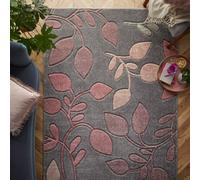 Modern Easy To Clean Floral Pink Rug For Dining Room-120Cm X 170Cm