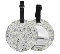 Modern Edelweiss Swiss Alpine Flowers,Luggage Tags Pu Leather Name Tag Travel Suitcase Identifier ID Tags Durable Baggage Label 2 pcs