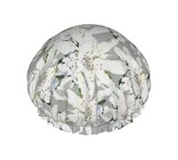 Modern Edelweiss Swiss Alpine Flowers,Shower Cap Nightcap Double Layer Waterproof Elastic Bath Cap Reusable Hair Cap
