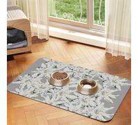 Modern Edelweiss Swiss Alpine Flowers,Waterproof Pet Feeding Mat,PU Leather Placemats for Cat Dog Water Bowl,Food Mats,30x45cm