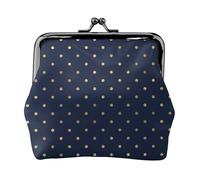 Modern Elegant Navy Blue Gold Polka Dots, PU Leather Coin Purse, Small Wallets, Change Pouch with Kiss Lock Clasp Buckle, Change Purse