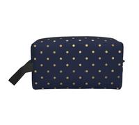 Modern Elegant Navy Blue Gold Polka DotsLarge Capacity Cosmetic Organizer,Travel Makeup Bag for Women