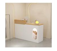 Modern Elegant Reception Desk with Integrated Storage & LED Lighting Office Furniture Counter Table (E L31.4 x W19.6 Inches)