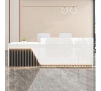 Modern Elegant Reception Desk with Lockable Drawers & Cabinet - Stylish Front Counter for Office, Retail, Salon & SOHO Spaces - Commercial Grade Furniture