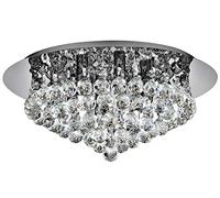 Modern Elegant Round Crystal Chandelier Ceiling Light 72 Droplets 6 Lamp Holder Reflective Silver Base M0063