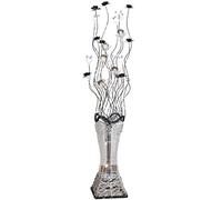 Modern Elegant Silver Aluminium Metal Vase Flowers Design Floor Lamp - Stylish Foot Switch, Perfect for Ambience, Reading & Decor - Enhance your space with this eye-catching floor lamp!
