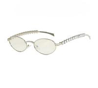 Modern Ellipsoidal Glasses with Crystal Embellishments Permanent Metal Structure Substance Blocking Glasses Architect Ellipsoidal Sunglasses for Adults