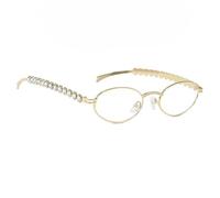 Modern Ellipsoidal Glasses with Crystal Embellishments Permanent Metal Structure Substance Blocking Glasses Architect Ellipsoidal Sunglasses for Adults