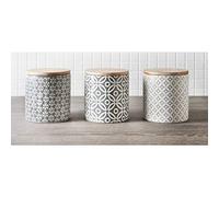 Modern Embossed Geometric Storage Canisters Perfect for Tea, Coffee and Sugar Storage 3pc