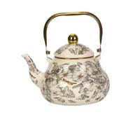 Modern Enamel Teapot - Floral and Dragonfly Pattern with Folding Ergonomic Handle for Stovetop Home Kitchen Decor(1.5L)