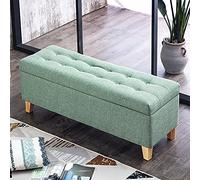 Modern Entryway Bench with Linen Upholstery, Multipurpose Shoe Changing Stool and Footrest for Living Room or Bedroom - Light Green, 80x40x45cm & 70x40x45cm