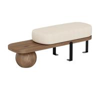 Modern Entryway Bench, Wooden Boucle Bench with Flannelette Cushion, Upholstered Shoe Storage Bench for Living Room Bedroom Hallway