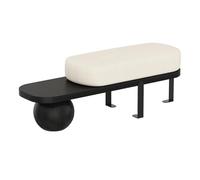 Modern Entryway Bench, Wooden Boucle Bench with Flannelette Cushion, Upholstered Shoe Storage Bench for Living Room Bedroom Hallway