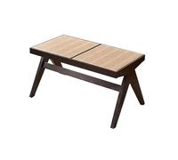Modern Entryway Bench Wooden Indoor Rattan Dining Table Bench Easy to Assemble.