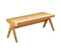Modern Entryway Bench Wooden Indoor Rattan Dining Table Bench Easy to Assemble.