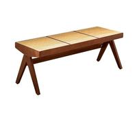 Modern Entryway Bench Wooden Indoor Rattan Dining Table Bench Easy to Assemble.
