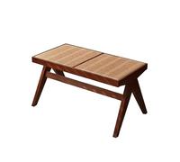 Modern Entryway Bench Wooden Indoor Rattan Dining Table Bench Easy to Assemble.