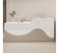 Modern Entryway Desk with Lockable Drawer - 120 cm White and Brown Reception Furniture - Stylish Office Bureau Solution for Home and Office Spaces