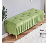 Modern Entryway Shoe Bench with Button Tufted Upholstery Storage Ottoman for Living Room & Bedroom Stylish Rectangular Foot Stool 60cm Lime Green Bench