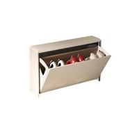 Modern Entryway Shoe Bench with Cushion Seat - Stylish Wood Shoe Storage Rack Space-Saving Leather with Rounded Edges & Hidden Handles for Hallway (White 80x17x47cm)