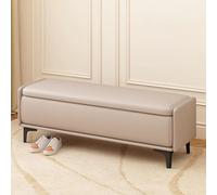 Modern Entryway Sto Bench with Cush, Multi-Functal Ottoman for Living Room & Foyer, Shoe Changing Seat & Window Seat (Khaki, 80cm/32in)