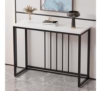 Modern Entryway Table - Stylish Painted Steel Frame Console Table for Hallway & Bedroom - Stable Storage Rack with Foot Pads - Wide Hallway Furniture (Brass, 80 * 30 * 80CM)
