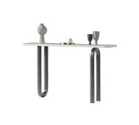 Modern Entryway Table with Faux Marble Top, Metal Base & Built-in Sensor Light | Console Table for Small Spaces | Sofa Table for Living Room Decor