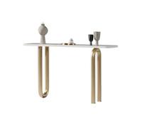 Modern Entryway Table with Faux Marble Top, Metal Base & Built-in Sensor Light | Narrow Console Table for Small Spaces | Sofa Table for Living Room Decor
