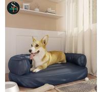Modern Ergonomic Foam Dog Bed Faux Leather Pet Sofa Dark Blue vidaXL