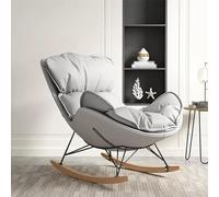 Modern Ergonomic Upholstered Rocking Chair Comfortable Indoor Lounge Chair for Bedroom & Balcony Zero Gravity Recliner for Outdoor Camping Gray