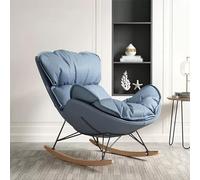 Modern Ergonomic Upholstered Rocking Chair for Bedroom & Balcony Comfortable Zero Gravity Lounge Chair Versatile Outdoor Camping Recliner Stylish Blue Accent Furniture