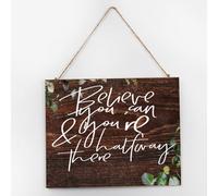 Modern Established Wood Sign Believe You Can And You're Halfway There Decorative Wood Plaque Sign Quote Farmhouse Wall Art Decorative Signs for Bathroom Front Door 10x12 Inch