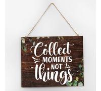 Modern Established Wood Sign Collect Moments Not Things Primitive Decor for Front Porch Bible Verses Religious Wood Signs Hanging Wall Decor Sign for Dinning Room 10x12 Inch