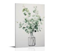 Modern Eucalyptus Leaves Canvas Prints Wall Art Natural Tropical Plants Vase Paintings for Living Room Bedroom Office Home Decorations Stretched And Framed Artwork Ready to Hang 08x12inch(20x30cm)