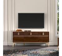 Modern Eva Walnut Italian 140cm TV Unit with Gold Trim
