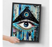 Modern Evil Eye Print Spirituality Wall Art Blue Evil Eye Picture Protection Art Poster A5 - Wall Art Home Decor Movie Poster Canvas Film Cinema Retro Vintage Cult Classic Nostargic Saga Modern repri