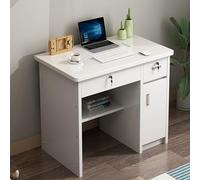 Modern Executive Desk with 2 Drawers & Storage Cabinet, Portable Computer Writing Desk with Keyboard Tray for Home Office, White (39"x20"x30") - Stylish & Functional Workspace