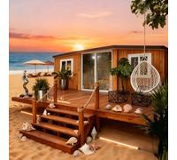 Modern Expandable Prefab Tiny Home 20FT Portable Modular House with 2 Bedrooms and Bathroom, Durable Container Cabin for Minimalist Living, Guest Suite or Backyard Office for Adults