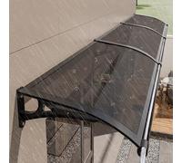 Modern Exterior Awning Canopy for & Doors - Aluminum Bracket Polycarbonate Roof UV Protection Rain Gutters - 60" x 4" Overhang Awning for Entrance