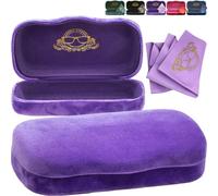 Modern Eyewear Hard Shell Glasses Case for Women Cute Hard Eyeglass Case Velvet Protective Eye Glass Case Large, Purple Velvet, Large