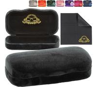Modern Eyewear Hard Shell Glasses Case for Women Cute Hard Eyeglass Case Velvet Protective Eye Glass Case Large, Black Velvet, Large