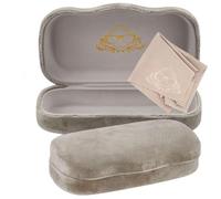 Modern Eyewear Hard Shell Glasses Case w/Cloth,Velvet Reading Glass, Eyeglass Case, Lightweight, Crush-Resistant, Men & Women, Gray Velvet, Large