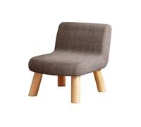 Modern Fabric Backrest StoolSmall Accent Chair & Shoe Bench with Wooden LegsVersatile Footstool Ottoman for Living Room Grey 40cm Height