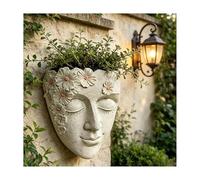 Modern Face Wall Planter, Woman Human Face Flower Pot Wall Sculpture Resin Vase, Indoor/outdoor Head Flowerpot Figurine Planter for Herbs, Air Plants, Green Plants,Plant Lovers Gift (White)