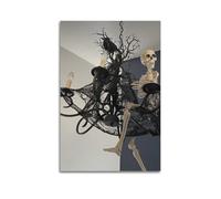 Modern Family Art Wall Canvas Posters-Halloween Poster Chandelier Wrapped with Spider Webs Skull And Crow Create Mysterious And Eerie Atmosphere Halloween Decorations Are Eye-catching 20x30inch(50x75c